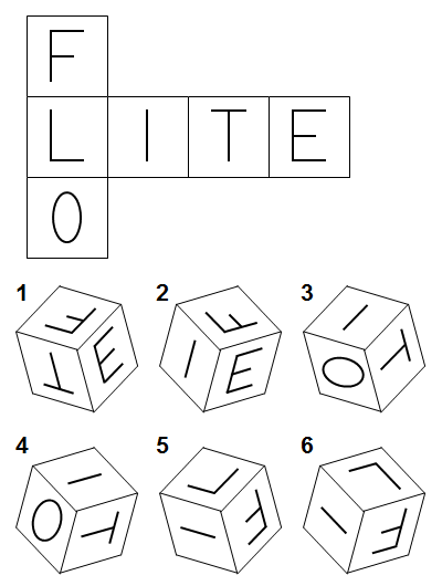 Тест на iq № 2. Вопрос №15. Какие два куба из шести являются правильными?